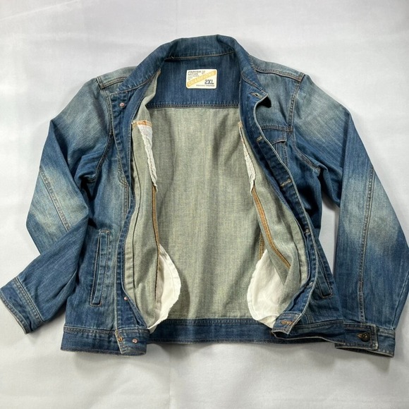 Y2K Denim Jacket Men 2XL Parish‎ Nation Blue Faded Vintage Streetwear - Picture 7 of 15